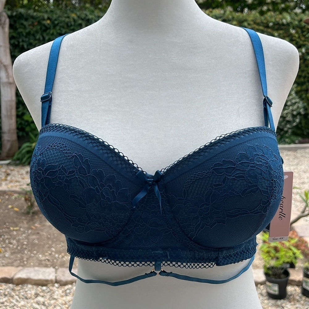 NWT Pearlle Blue Lacey Push-Up Bra Super Cute  Size 40C